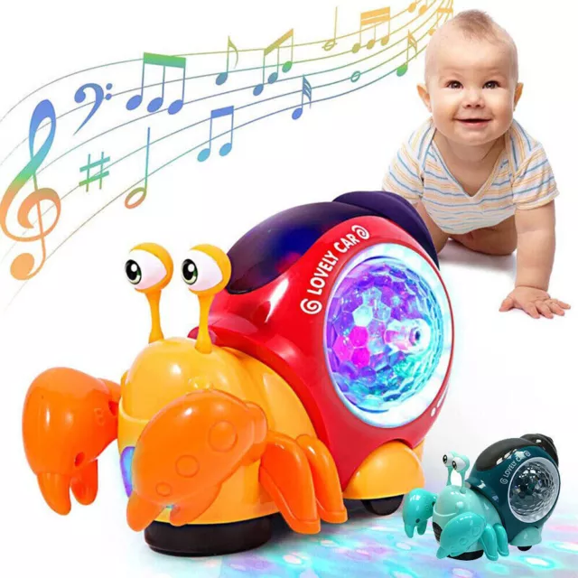 Baby Interactive Musical Light up Crawling Crab Toys Moving Infants Toddler Toys