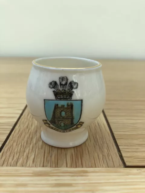 W H Goss Crested China Colchester Vase - Aberystwyth Crest