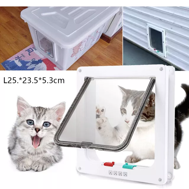 XL Lockable Pet Door 4 Way Locking Small Medium Large Dog Cat Flap White Frame