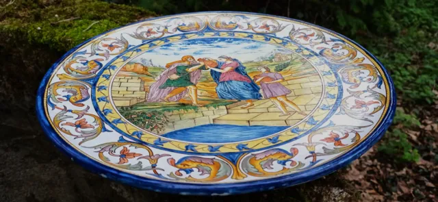 Grand plat à décor biblique en faïence de Nevers ( Montagnon XIXe siècle) 37 cm