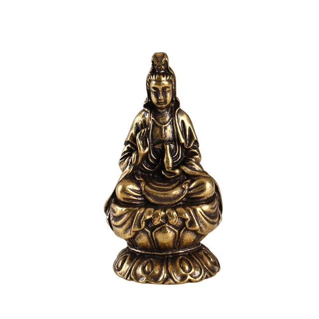 Brass Statue Chinese Ornaments Guanyin Bodhisattva South Sea Goddess Of Mercy