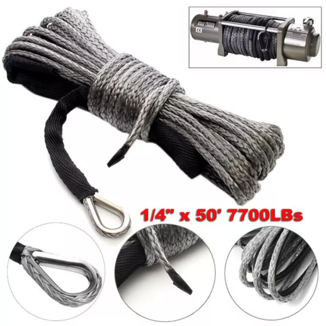 Synthetic Winch Line Cable Rope 7700 LBs & Sheath for Car ATV UTV SUV trucks