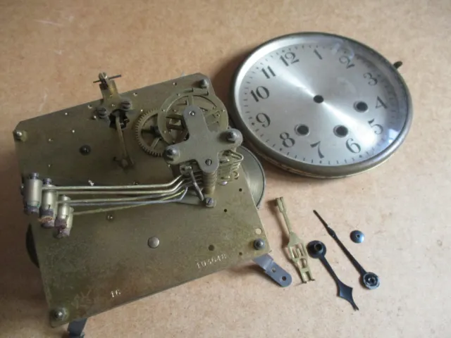 Westminster Chiming Mantel Clock Movement With Dial Pan & Hands Spares or Repair