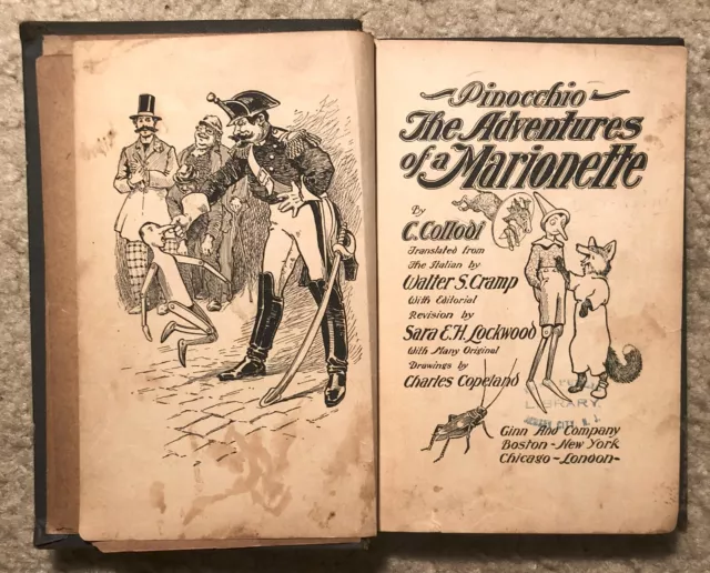 1904 Pinocchio The Adventures of a Marionette by Collodi  1st Edition Ginn & Co.