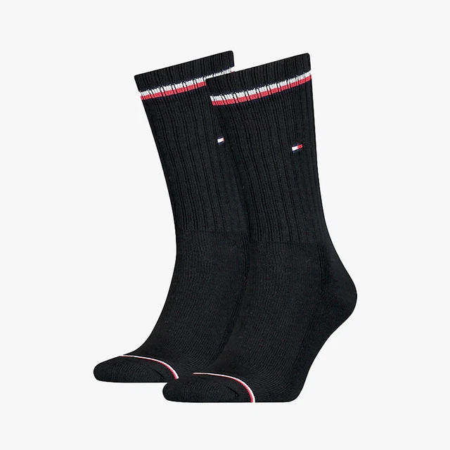 Tommy Hilfiger 2 Pack Iconic Ribbed Socks - Black