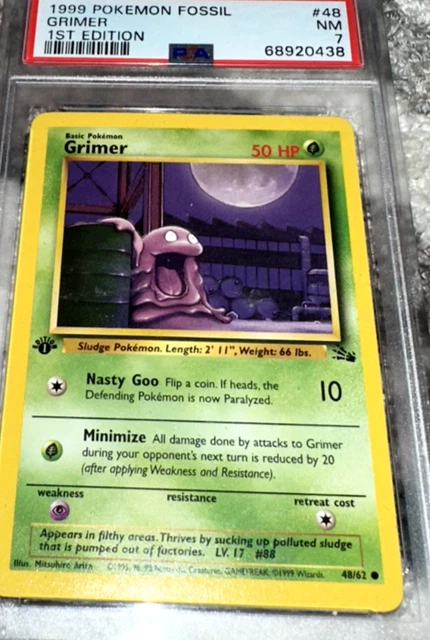 Pokemon WOTC Fossil Grimer 1st Edition 48/62 PSA 7 NM
