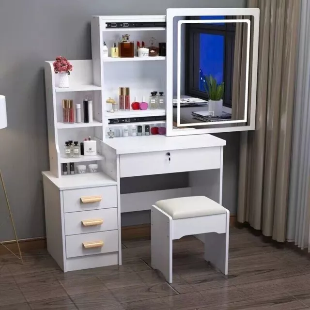 Dressing Table With Drawers Mirror Stool Set Makeup Desk Vanity Table Fytvldrlkj