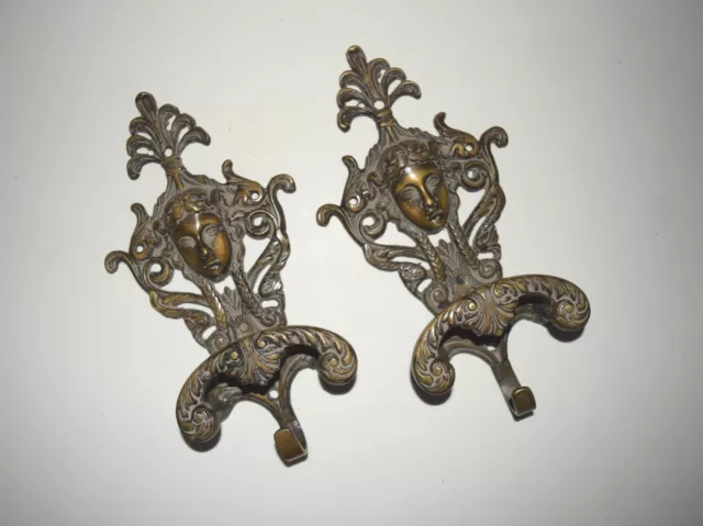 Floral Queen Face Decorative Hooks Brass Framed Princess Wall Hanging Rack HK490