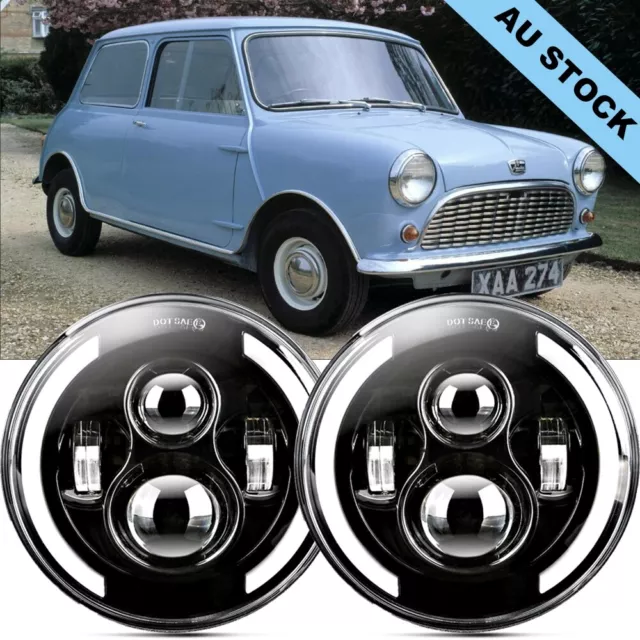 Fit for Austin Mini Cooper Classic Pair 7" LED Headlight DRL Turn Signals Lamp