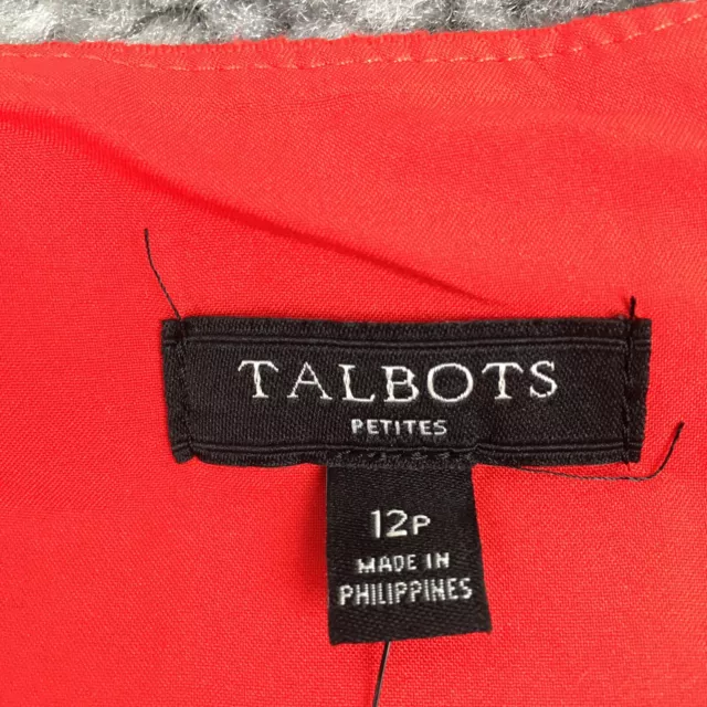 Talbots Petites Womens A-Line Dress Size 12P Red Fitted Pocket Short Sleeve NWT 3