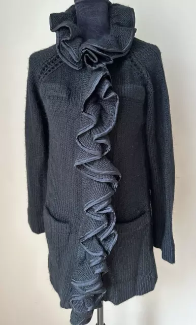 Nanette Lepore Womens Mohair Wool Cardigan Sweater Button Down Black Size S