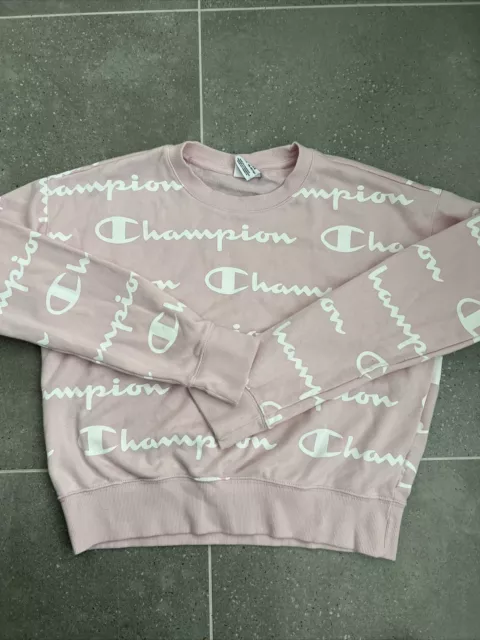 Girls Pink Logo Sweatshirt By Champion Size XL Age 13-14 Years