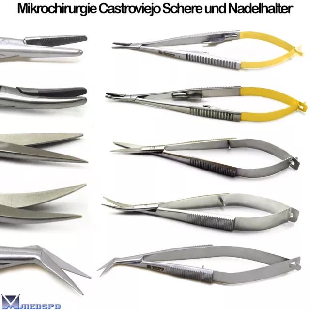 Mikrochirurgie Castroviejo Noyes Schere Nadelhalter Naht OP Schere Zahnchirurgie