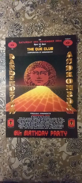 Pandemonium 5th Birthday 12th Novermber 1994 Birmingham Rave Flyer A3 Poster