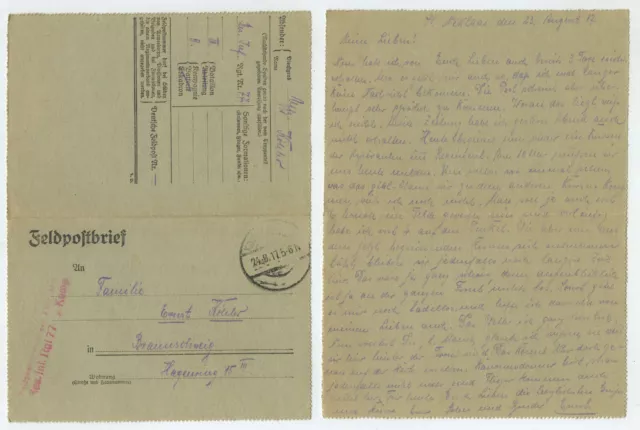97606 - Feldpostbrief - 24.8.1917 nach Braunschweig