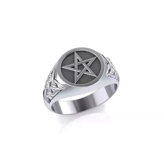 Celtic Knotwork Pentagram Pentacle .925 Sterling Silver Ring by Peter Stone Star