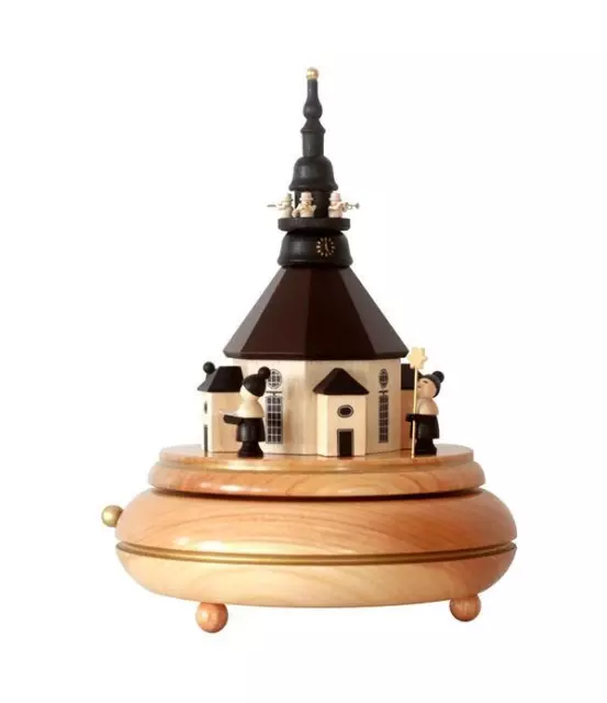 Spieldose Seiffener Kirche 23 cm Spieluhr Erzgebirge NEU natur Holz