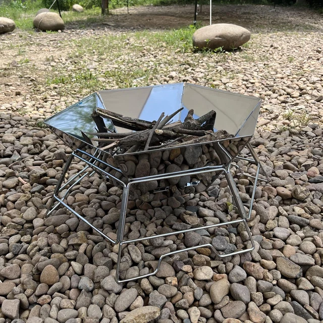 Zusammenklappbarer BBQ-Grill-Holzkohleofen mit winddichtem Bildschirm,