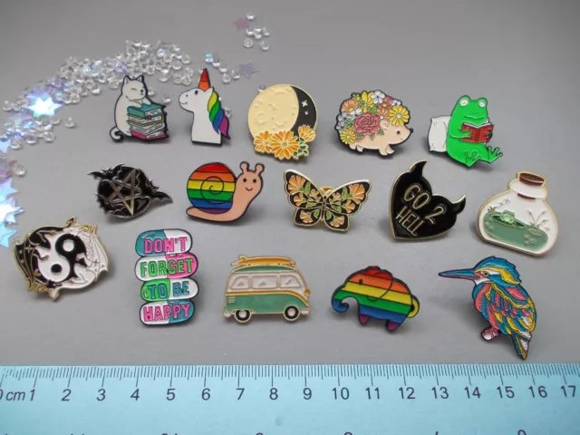 1 x enamel badge, pin onto bag, clothes, etc, choose design