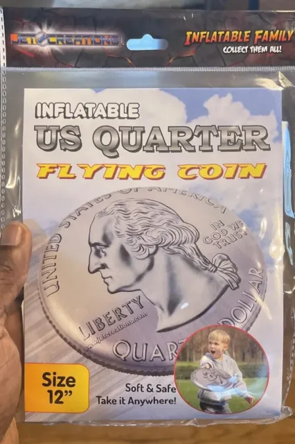 Inflatable US Quarter Flying Coin 12” Jet Creations Pool Disc Saucer Blow Up Toy