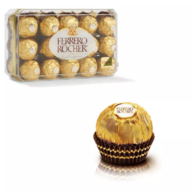 30 x Ferrero Rocher Hazelnut Fine Milk Wafer Chocolate 375g Gift Kids Snack Pack