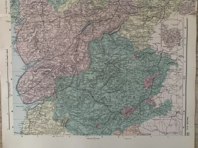 1886 Northeast Wales Original Antique Hand Coloured County Map by G.W. Bacon 3