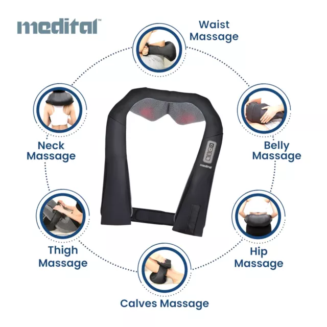 Electric Shiatsu Back Shoulder Neck Massager Heat Deep Tissue Kneading Massage 3