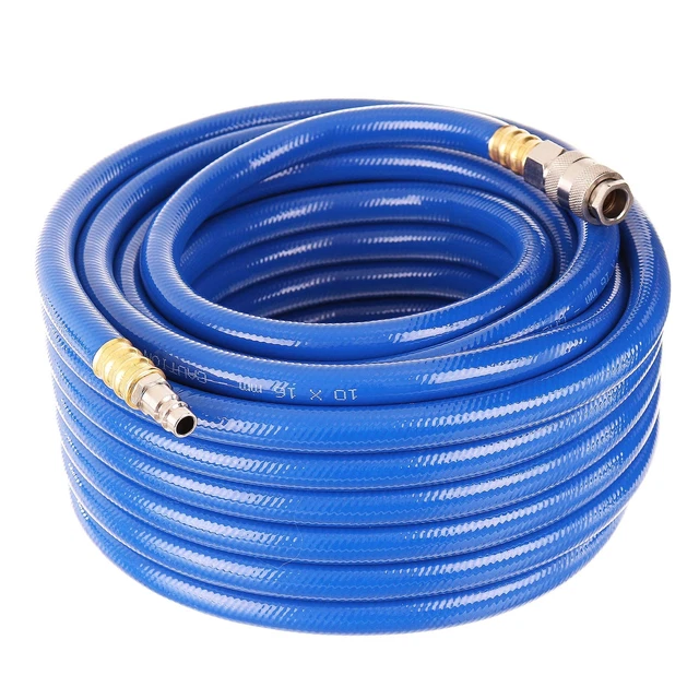 Tuyau Air Comprimé PVC Hybride 15m 6mm - Raccord Laiton 1/4" 20 Bar Bleu