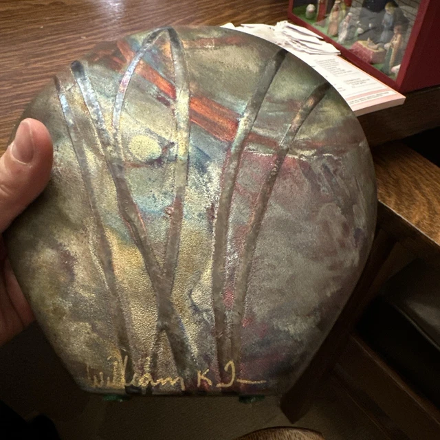william k turner Raku Art Pottery Vase Signed William KT Small Iridescent Vase