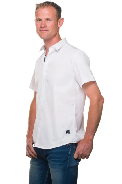 Ugholin Camisa para Hombre Casual Lisa Blanca Logo Cane Corso de Manga Corta