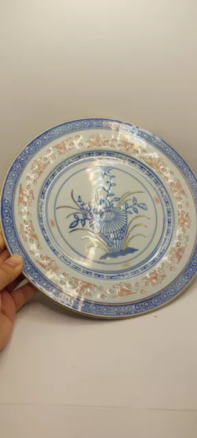 Chinese  Rice Porcelain Plate handpaint blue white jingdezhen China