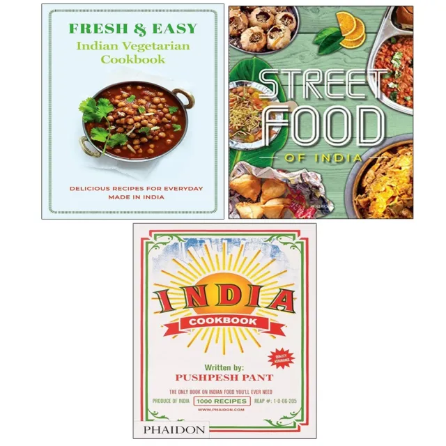 India Cookbook (HB), Fresh and Easy Indian Vegetarian, Street Food 3 Books Set