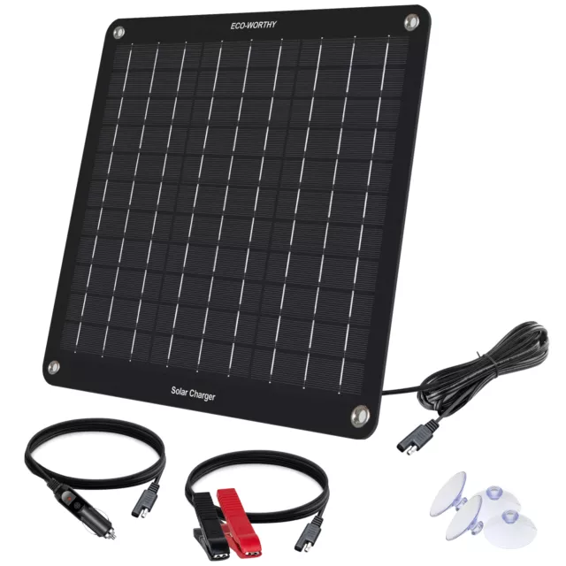 12V 10W Solarpanel Ladegerät für kfz Autobatterie, tragbares Solarmodul Aufladen