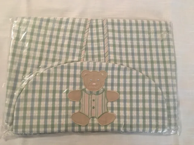 NIP Seersucker Diaper Storage Bag - Boy or Girl - Teddy Bear