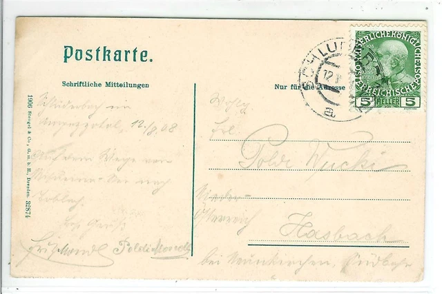 ks063  CARTOLINA  HOTEL SCHLUDERBACH HANS PLONER 1908+++ 2