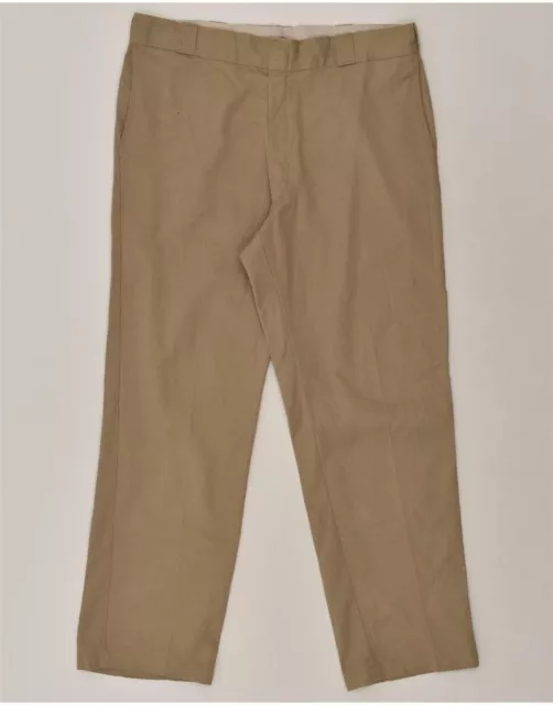 DICKIES Mens Flex Straight Chino Trousers W38 L32  Beige Cotton AQ13