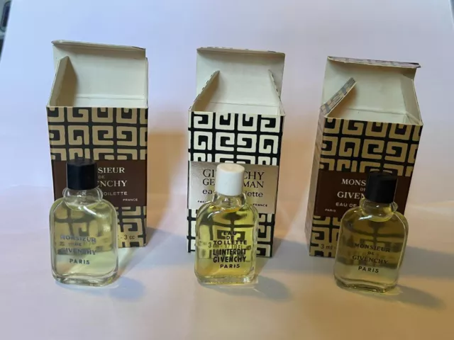 3 x GIVENCHY MONSIEUR & L' INTERDIT 3 ml Eau de Toilette Mini Original