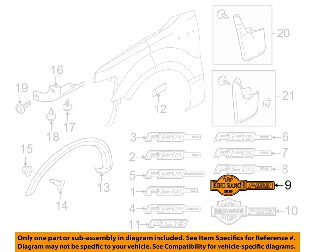 FORD OEM 09-12 F-150 Front Fender-Emblem Badge Nameplate Right 9L3Z16720J
