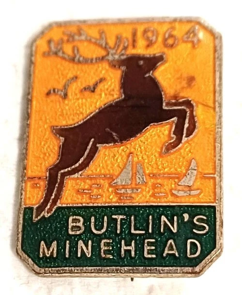 HOLIDAY CAMPS -BUTLINS Minehead 1964 vintage enamel badge £1.00 ...