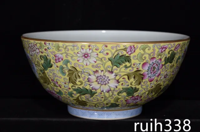 8.2" China ancient Porcelain Qing Dynasty Yongzheng Pastel Floral pattern bowl