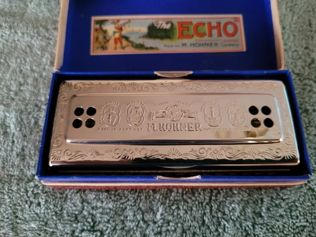 Vintage M Hohner Echo Glockenreine Stimmung Harmonica C-G With Star Germany Mint