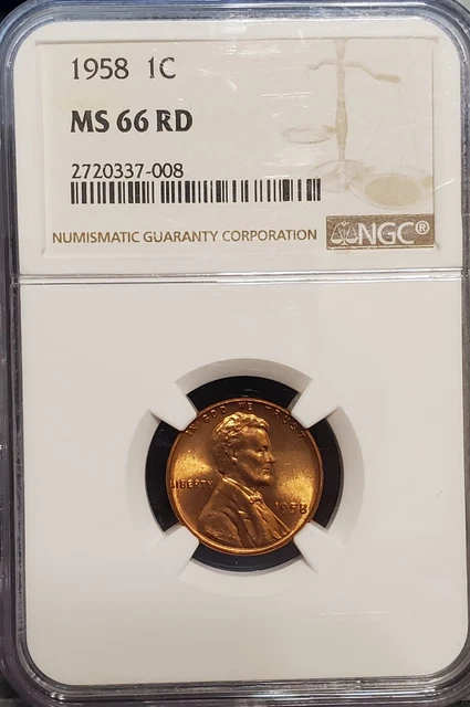 1958 P  Lincoln Head Cent  NGC  MS66 RD   Beautiful Red Wheatie
