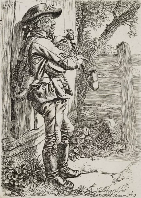 J. ERHARD (1795-1822), Der Dudelsackpfeifer,  1817, Radierung