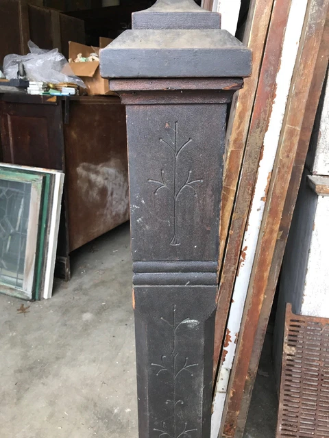MAR Antique carved Victorian Newell Post For Stairway 55 X 7“ Square 3