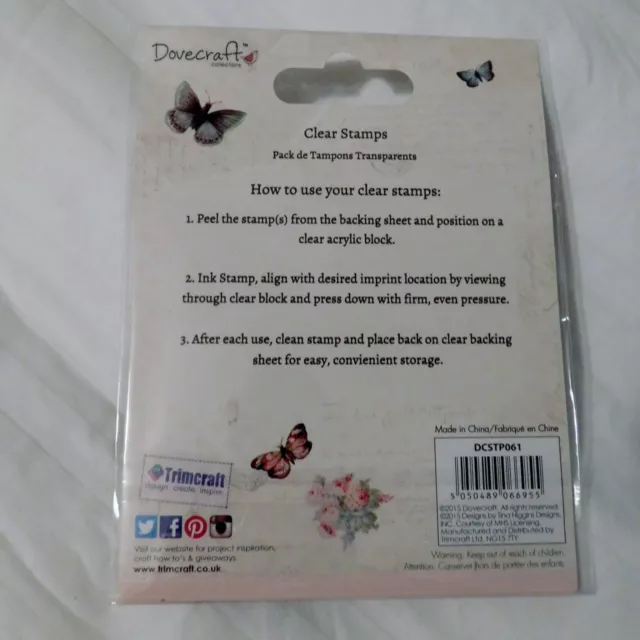 FLORAL MUSE CLEAR STAMP SET x DOVECRAFT - Stunning Butterflies  DCSTP061 2