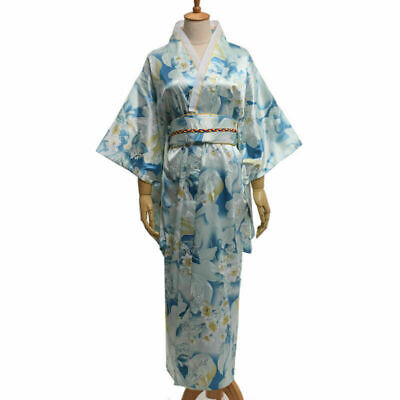 Japanese Layd Kimono Flower Yukata Haori Obi Gown Oriental Cosplay Dress Casual