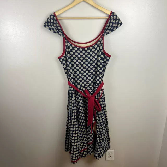 Effie's Heart Carnival Dress Size XL Etched Polka Dot Blue Retro Midi Rockabilly