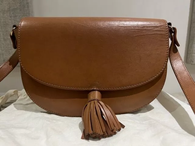 Authentic APC Diane Tassel Brown Leather Crossbody Bag 2