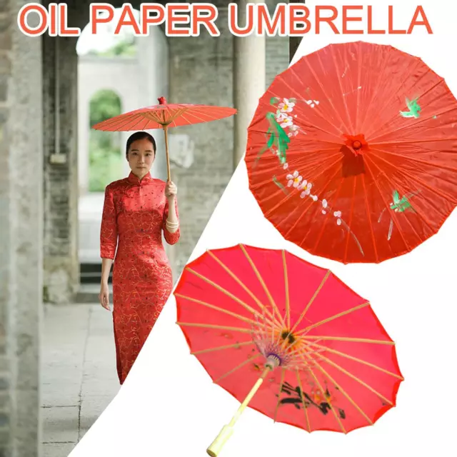 Chinese Classic Vintage Paper Umbrella Wedding Painted Dance E0 Prop H0M5