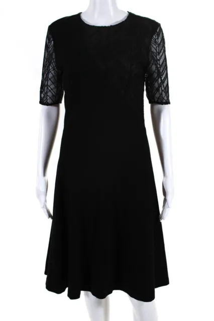 Jason Wu Women's Lace Short Sleeve A Line Midi Dress Black Size 6